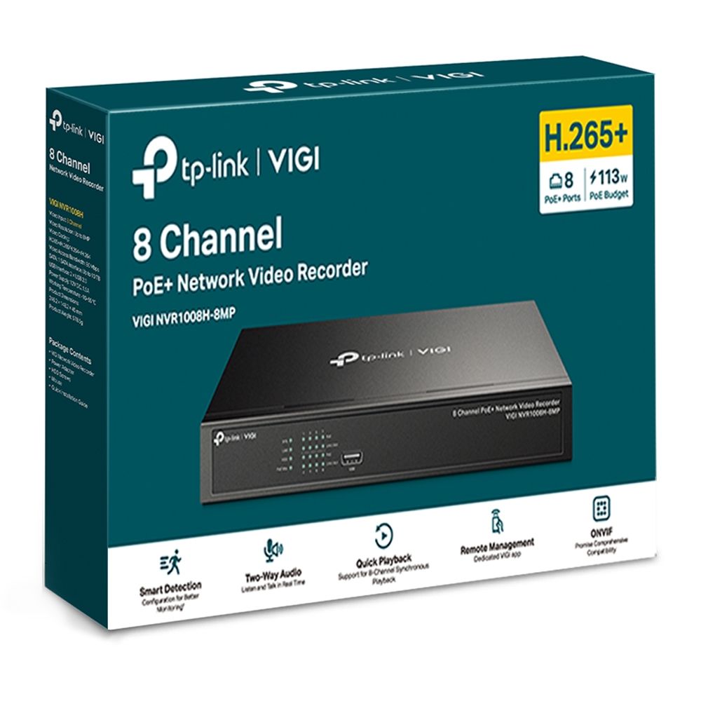 TP-Link VIGI NVR1008H-8MP VIGI 8 Channel PoE+ Network Video Recorder
