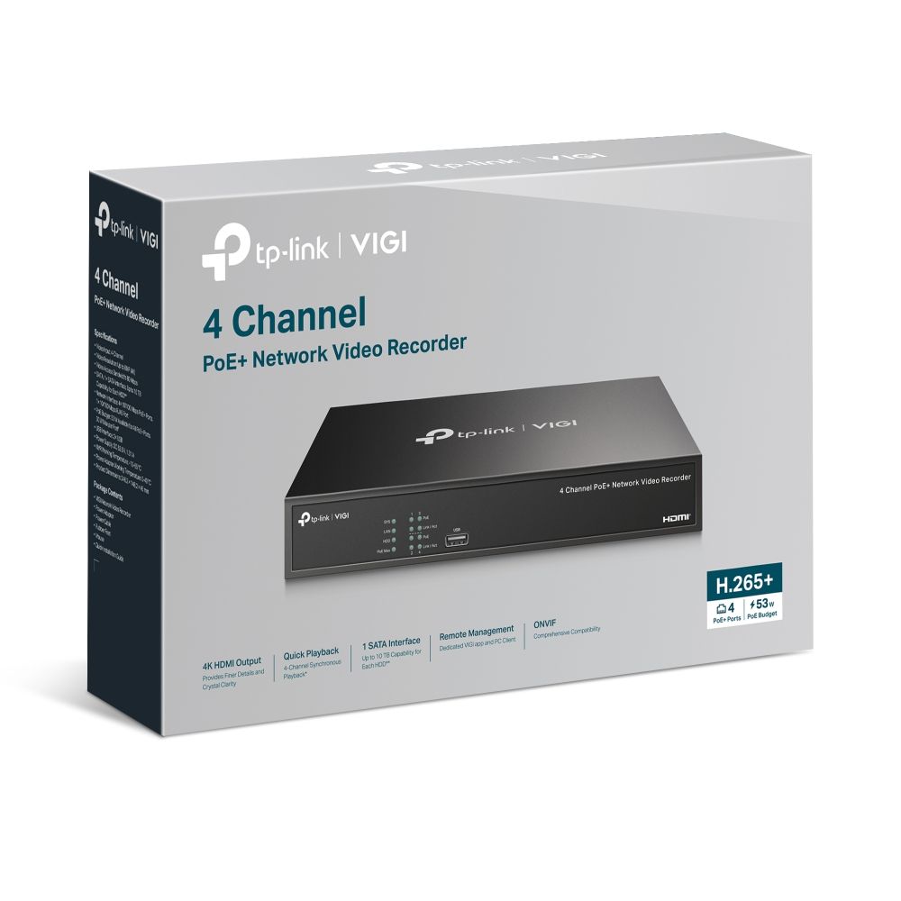 TP-Link VIGI NVR1004H VIGI 4 Channel Network Video Recorder + 2TB HDD