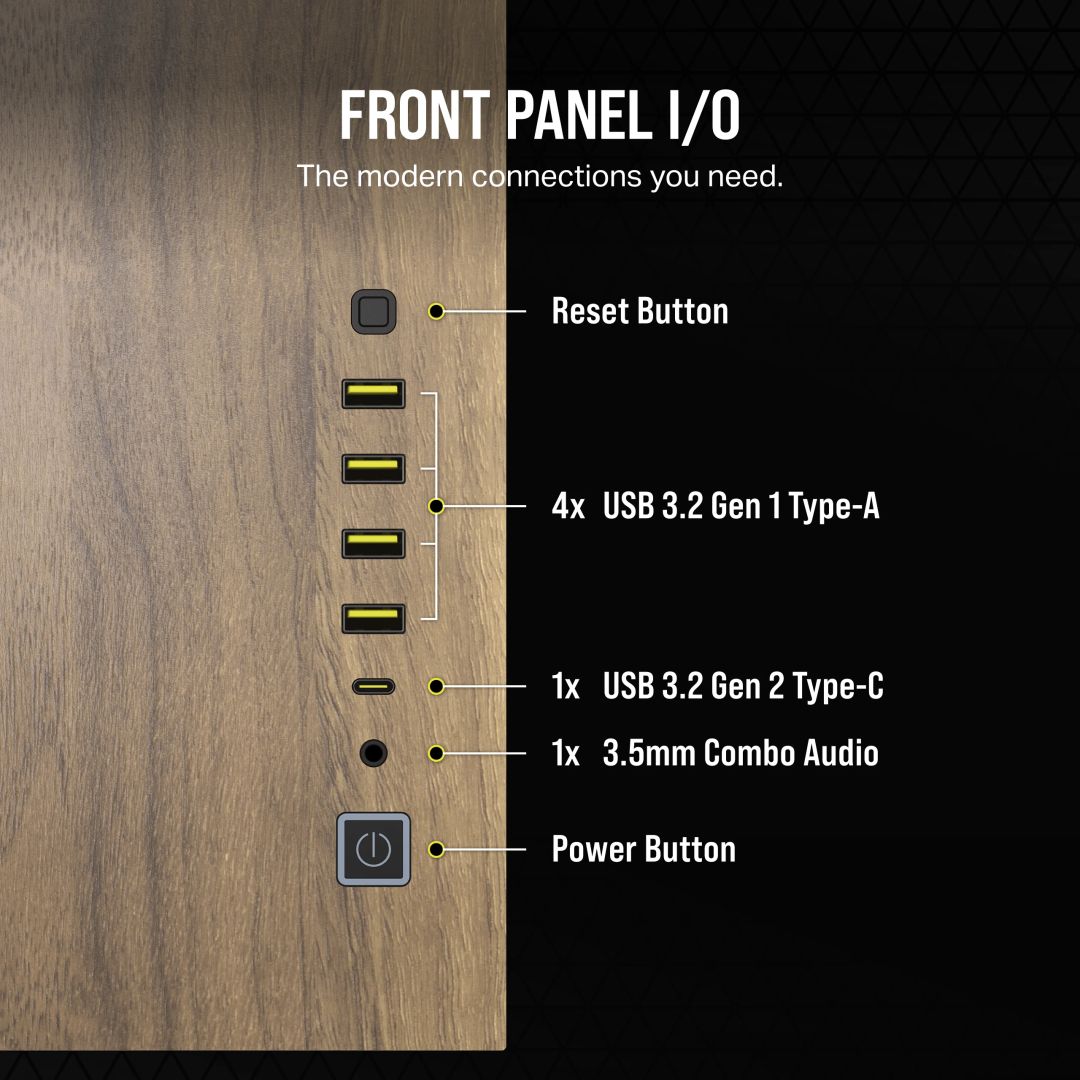 Corsair 6500X Tempered Glass Black/Walnut Wood