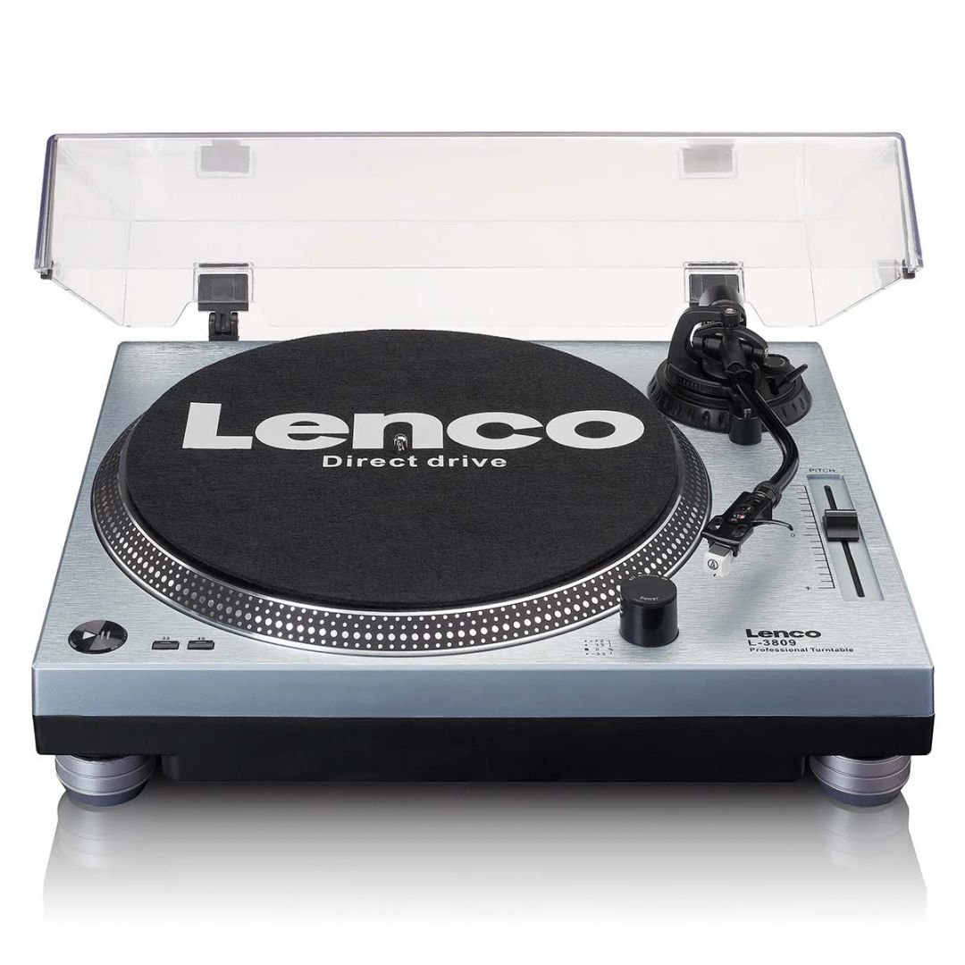 Lenco L-3809ME Direct drive Record Player with USB / PC Encoding Metallic Blue