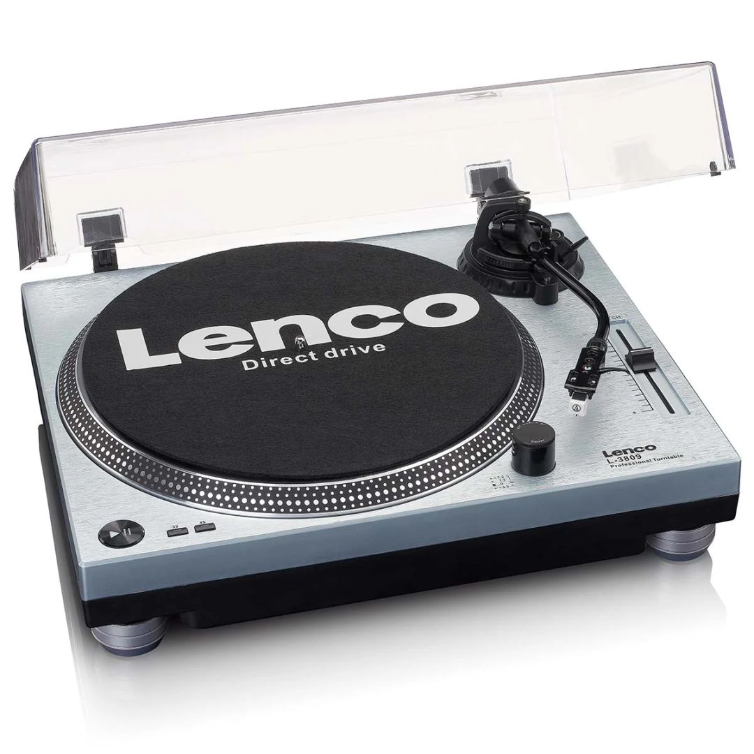 Lenco L-3809ME Direct drive Record Player with USB / PC Encoding Metallic Blue