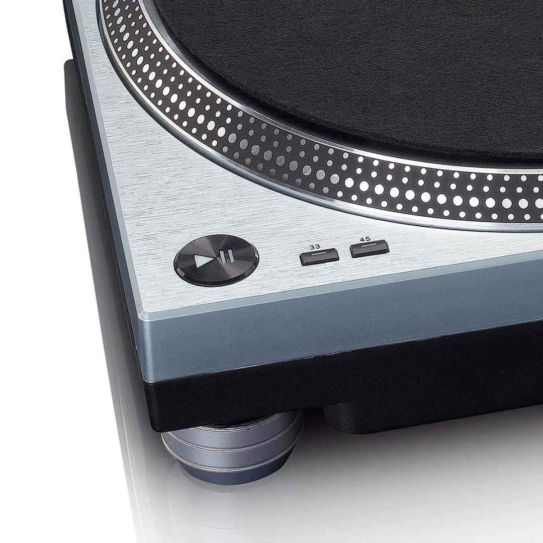 Lenco L-3809ME Direct drive Record Player with USB / PC Encoding Metallic Blue