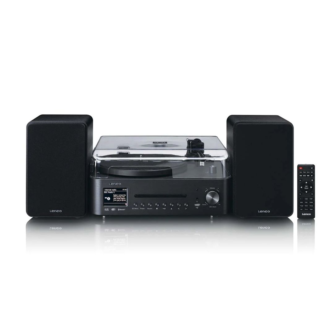 Lenco MC-760BK Hi-Fi Stereo System with Record Player and Speakers Black