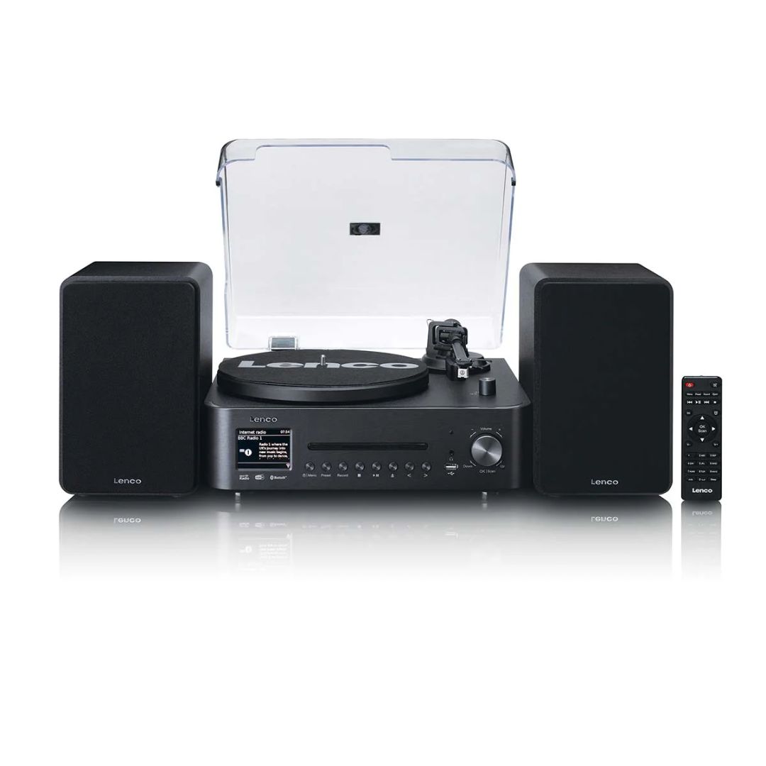 Lenco MC-760BK Hi-Fi Stereo System with Record Player and Speakers Black