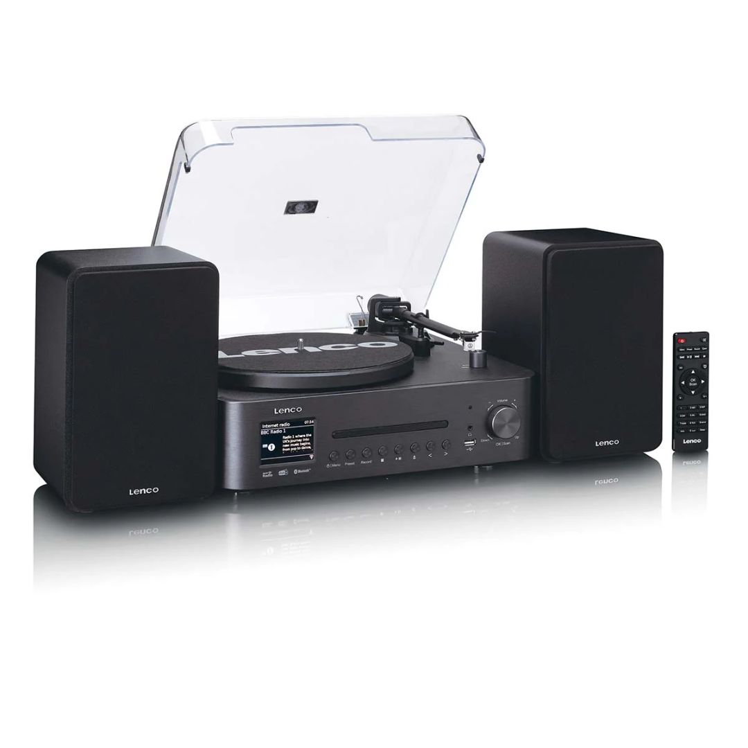Lenco MC-760BK Hi-Fi Stereo System with Record Player and Speakers Black