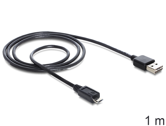 DeLock Cable EASY-USB 2.0 Type-A male > USB 2.0 Type Micro-B male 1m Black