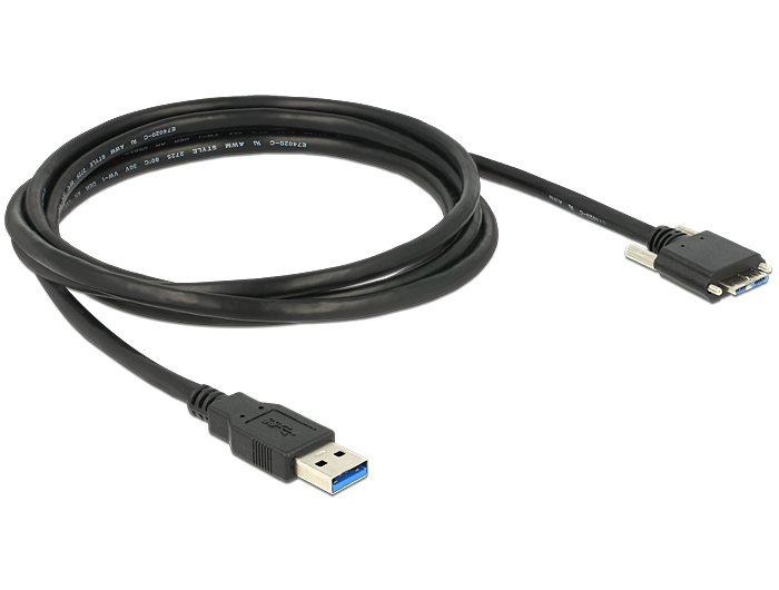 DeLock Cable USB 3.0 type A male > USB 3.0 type Micro-B male with screws 2m