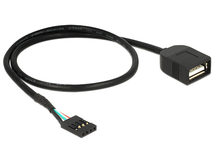 DeLock USB Cable Pin header female > USB 2.0 type-A female 40cm