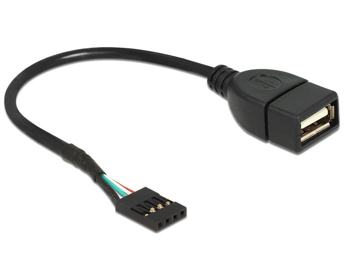 DeLock USB Pin header female > USB 2.0 type-A female Cable 20cm Black