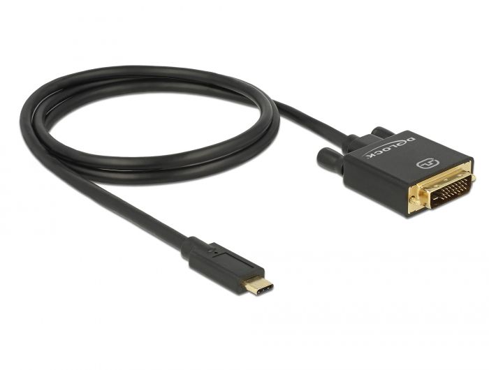 DeLock USB Type-C male > DVI-D (24+1 Single Link) (DP Alt Mode) 4K 30 Hz 1m Black