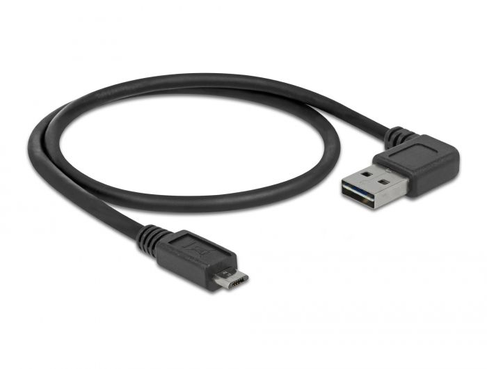 DeLock EASY-USB 2.0 Type-A male angled left / right > USB 2.0 Type Micro-B male 0,5m cable