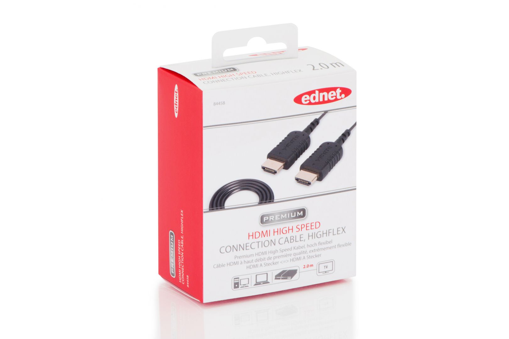 Ednet HDMI High Speed connection cable, type A, HighFlex 2m Black
