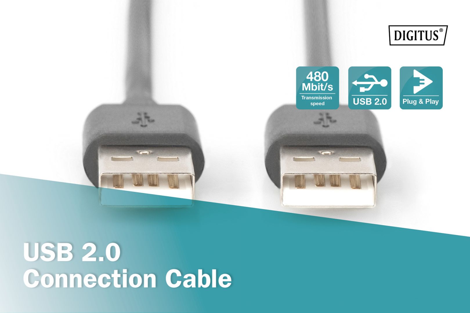 Assmann USB 2.0 connection cable, type A 1m Black