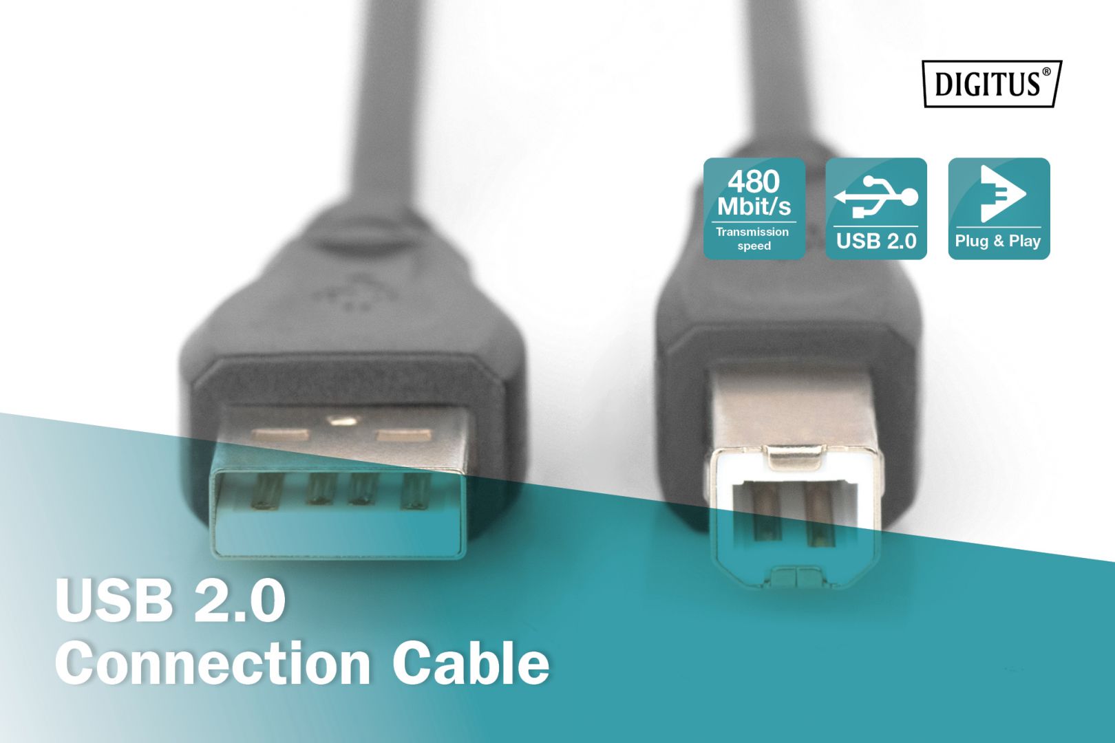 Assmann USB 2.0 connection cable, type A - B 1m Black