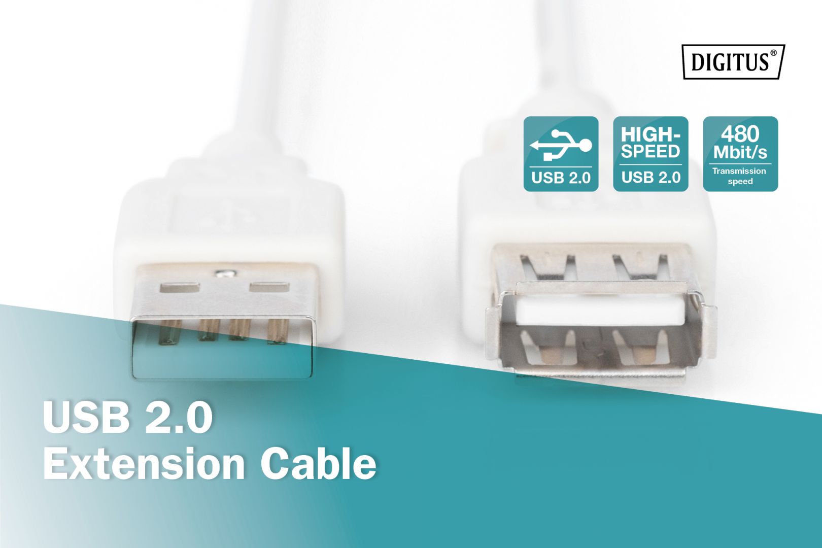 Assmann USB 2.0 extension cable, type A 1,8m Beige