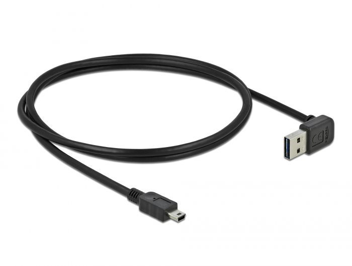 DeLock EASY-USB 2.0 Type-A male angled up / down > USB 2.0 Type Mini-B male 1m Cable Black