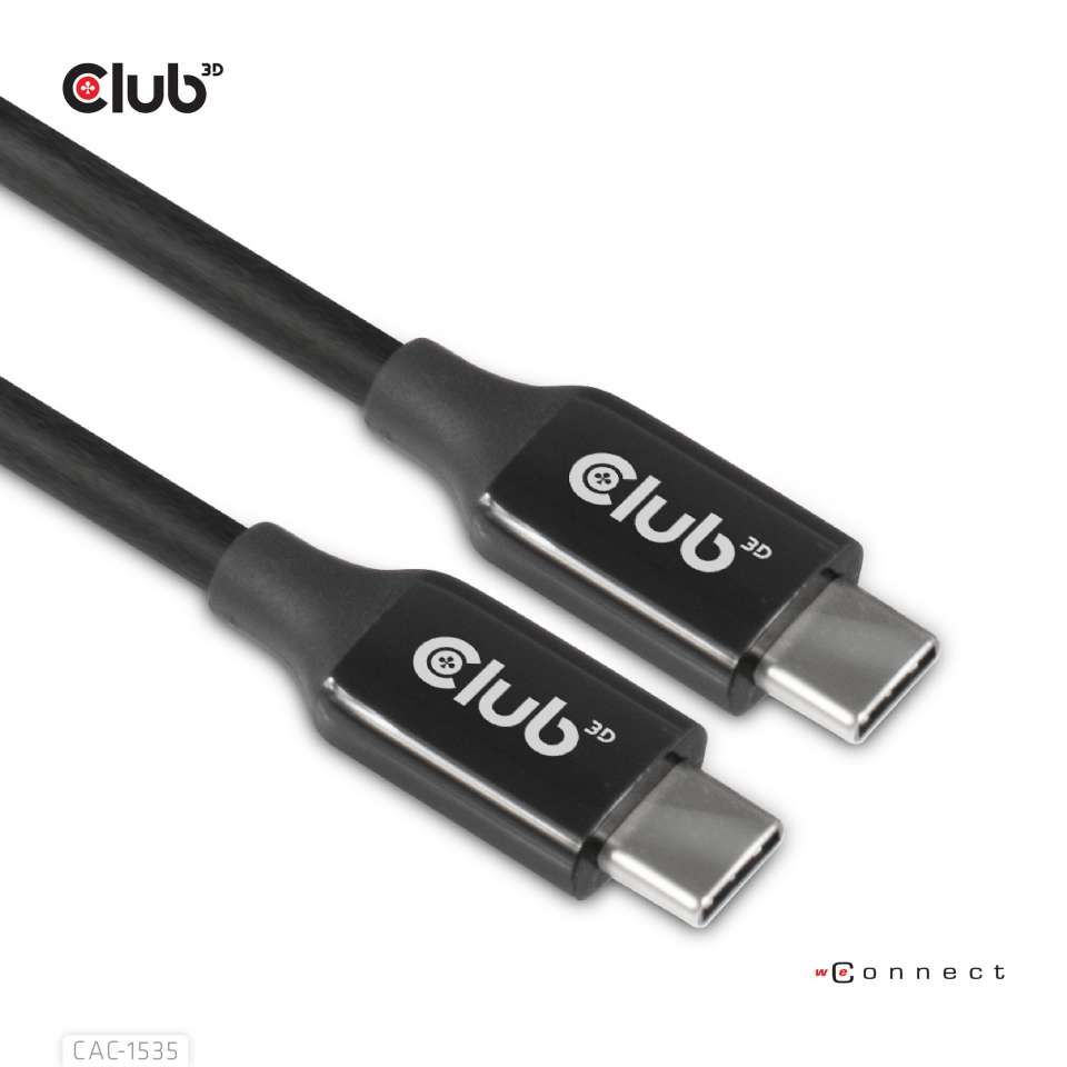 Club3D USB3.2 Gen2 Type-C to C Active Bi-directional Cable 8K60Hz M/M 5m Black