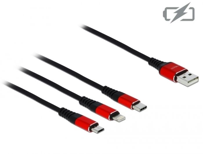DeLock USB Charging Cable 3 in 1 for Lightning / microUSB / USB Type-C 30cm