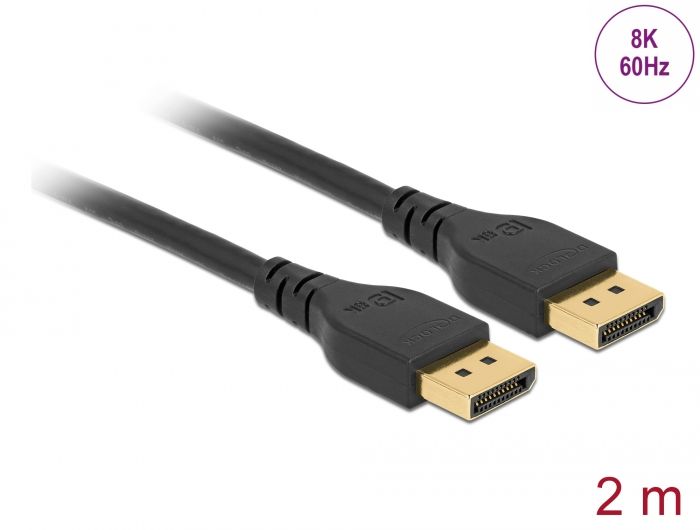 DeLock DisplayPort cable 8K 60 Hz 2m DP 8K certified without latch Black