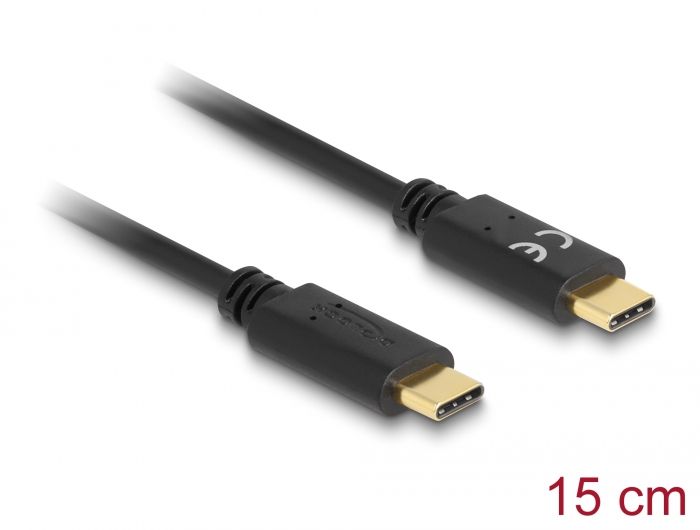 DeLock USB Type-C Charging Cable PD 5 A with E-Marker 0,15m Black