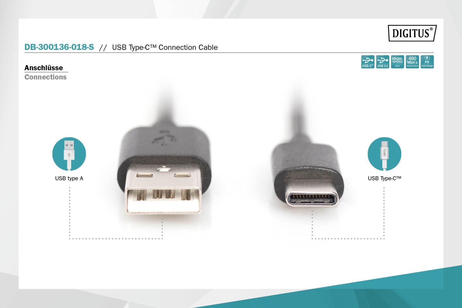 Digitus USB Type-C Connection Cable 1,8m Black