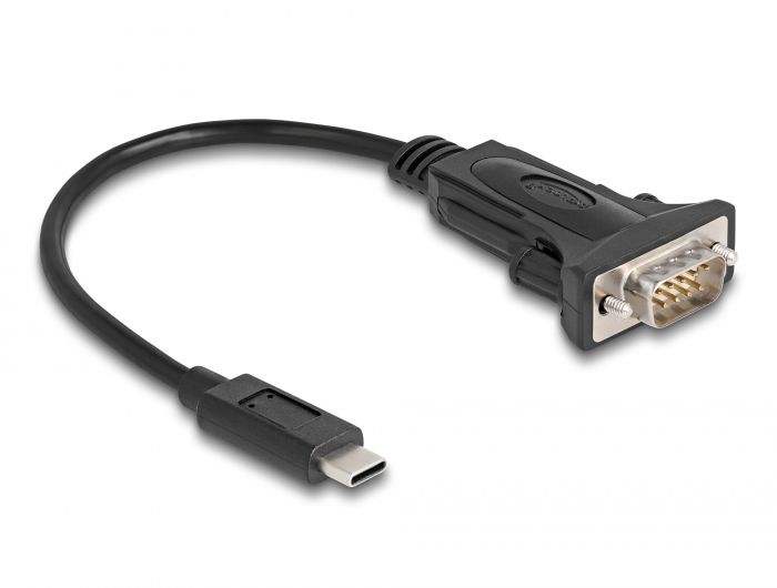 DeLock Adapter USB Type-C to 1 x Serial RS-232 D-Sub 9 pin male with screws 0,25m Black