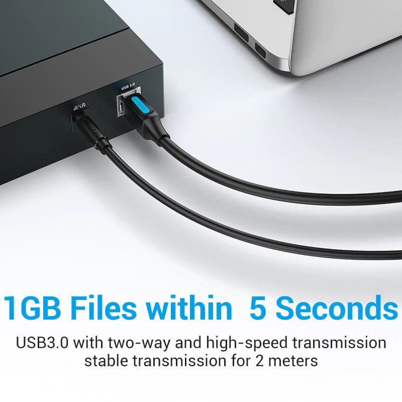Vention USB 3.0 2.0 Type A Male to B Male printer cable 2m Black