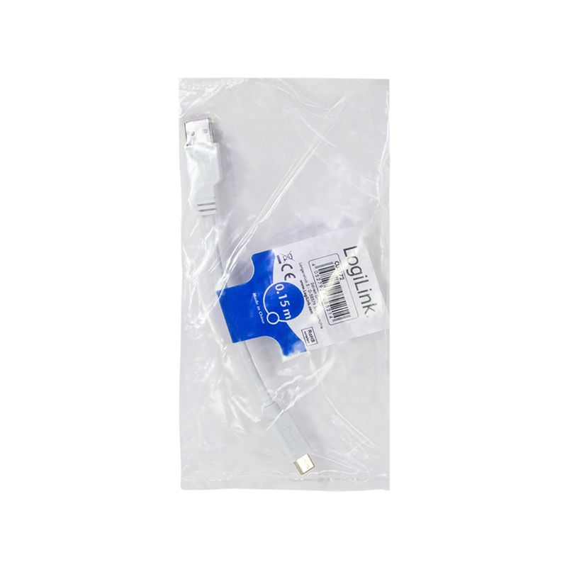 Logilink USB 3.2 Gen1 Type-C cable, C/M to USB-A/M 0,15m White