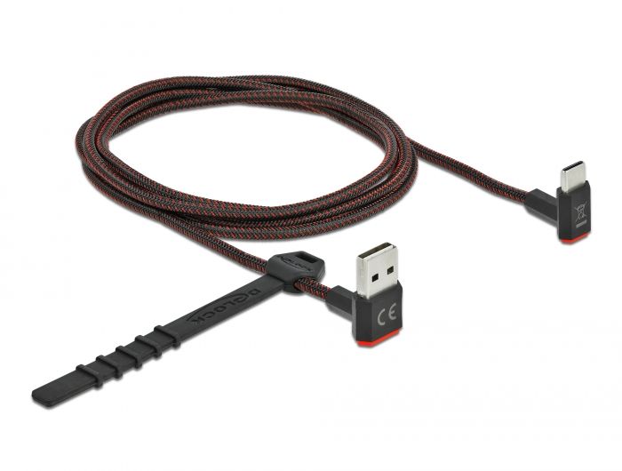DeLock EASY-USB 2.0 Cable Type-A male to USB Type-C male angled up / down 1,5m Black