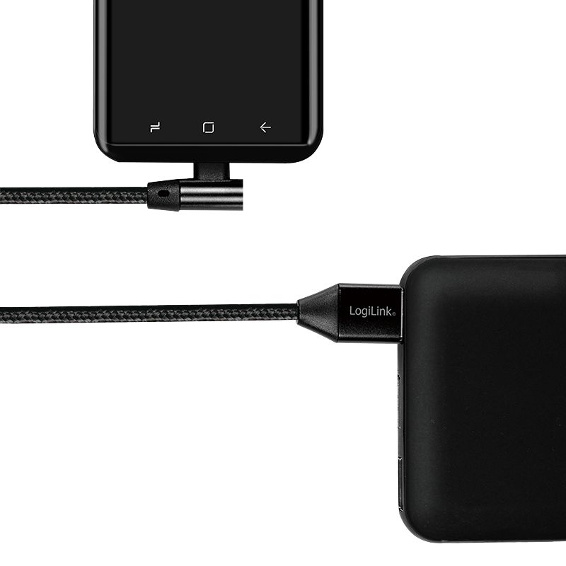 Logilink USB 2.0 Type-C cable C/M (90°) to USB-A/M 0,3m Black