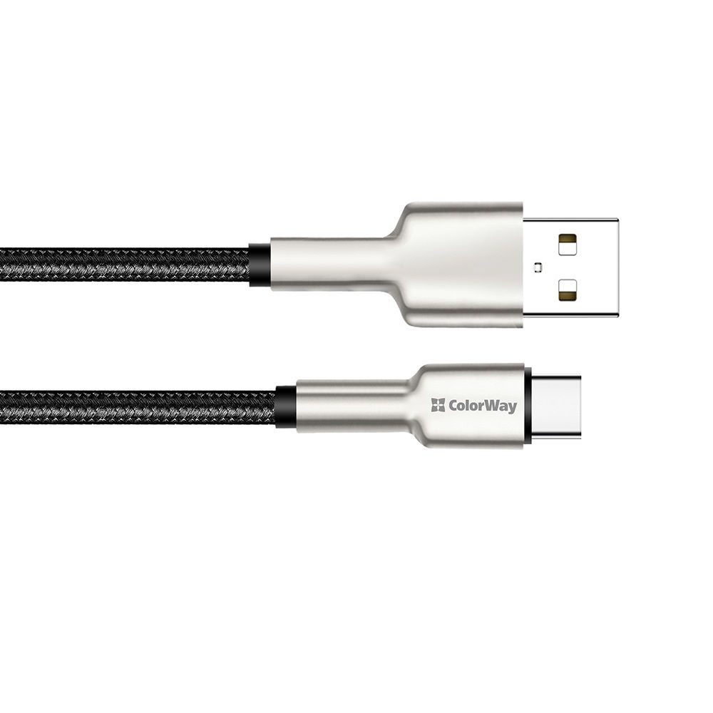ColorWay USB-A to Type-C (head metal) 2.4A 1m Black