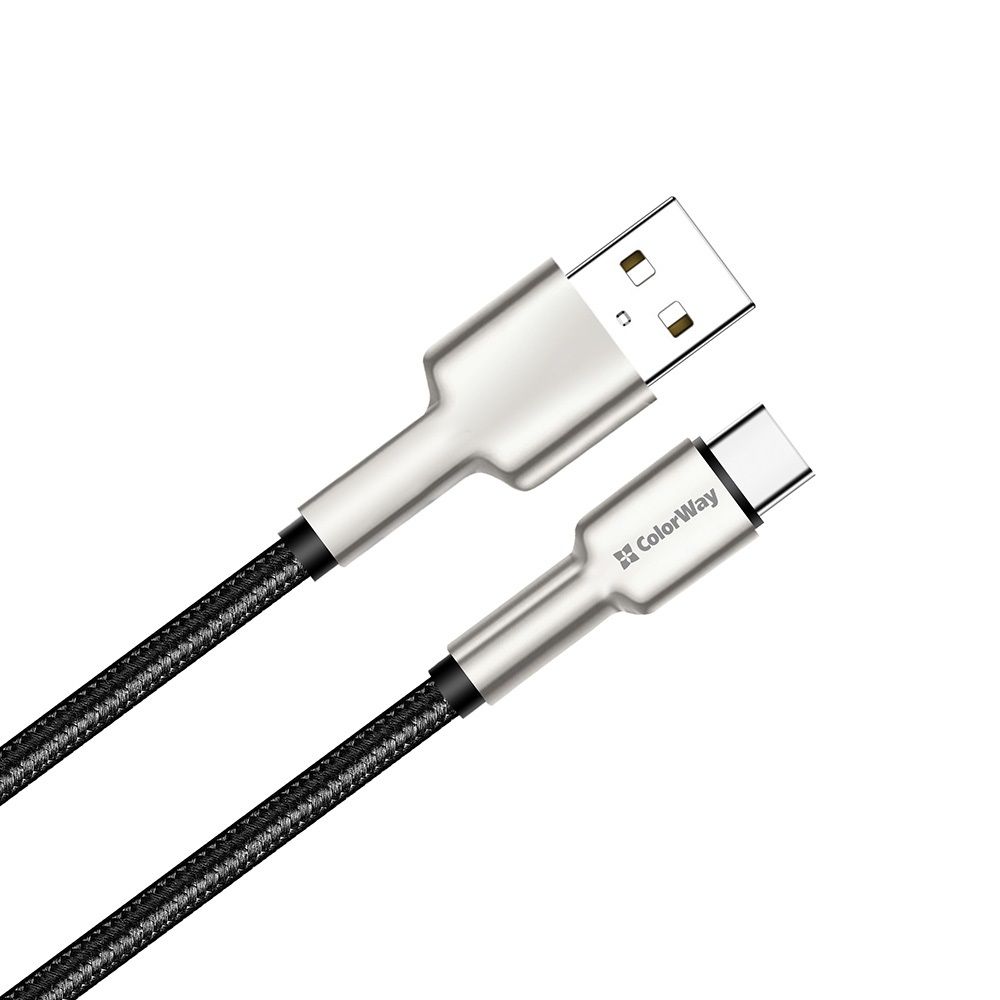 ColorWay USB-A to Type-C (head metal) 2.4A 1m Black