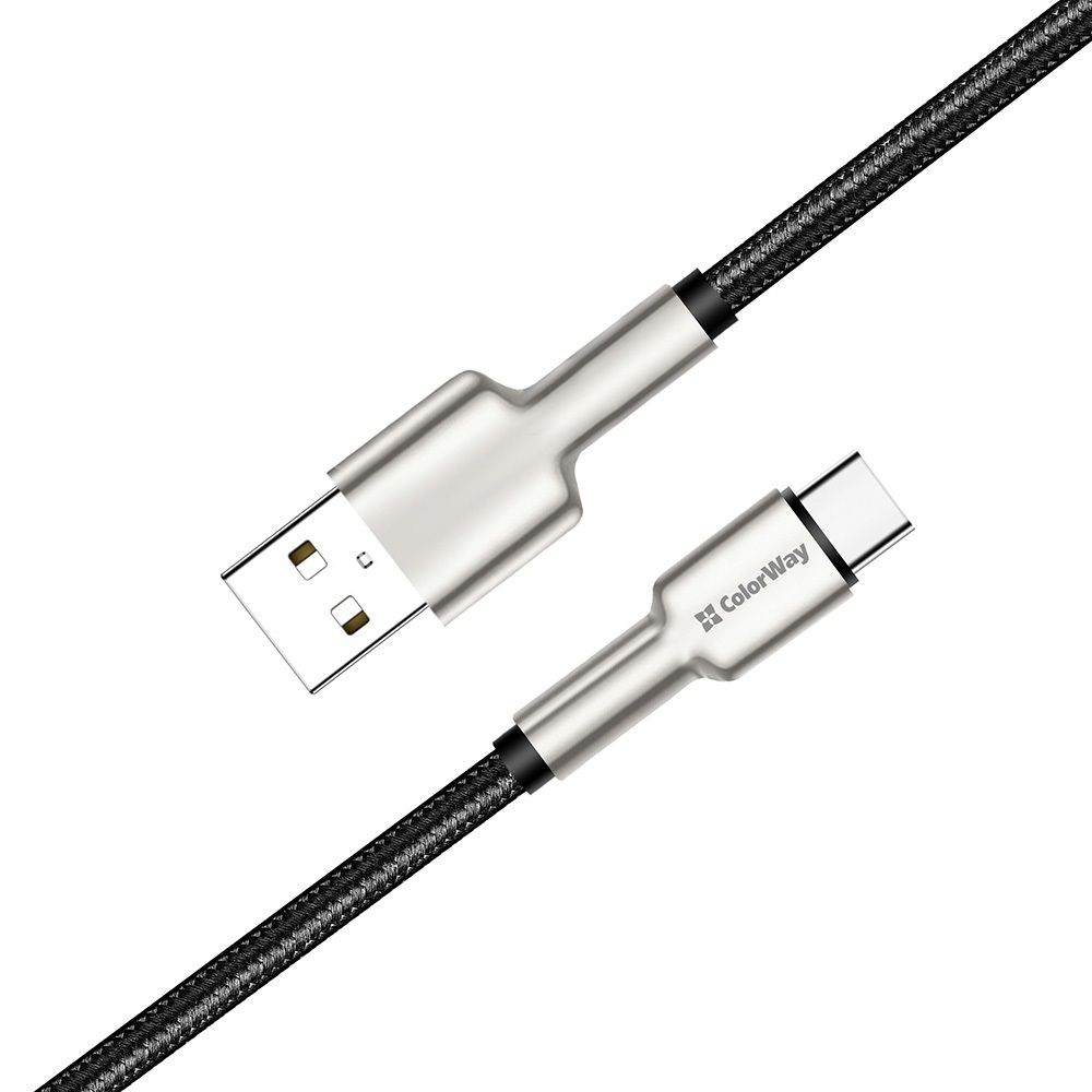 ColorWay USB-A to Type-C (head metal) 2.4A 1m Black