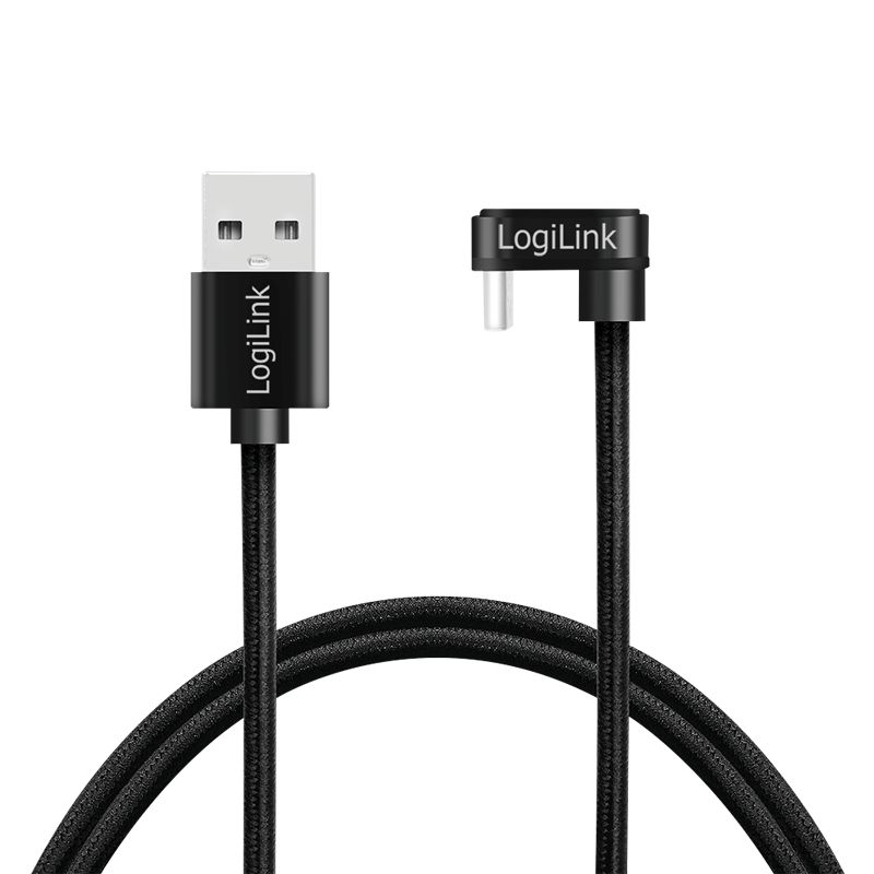 Logilink USB 2.0 Type-C cable C/M 180° to USB-A/M alu 1m Black