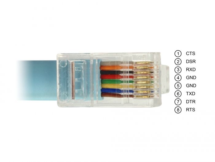 DeLock USB 2.0 Type-A male > 1x Serial RS-232 RJ45 male 2m Blue