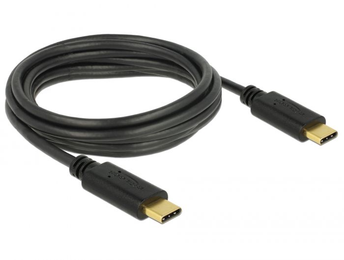 DeLock USB 2.0 cable Type-C to Type-C 3m 3A Black