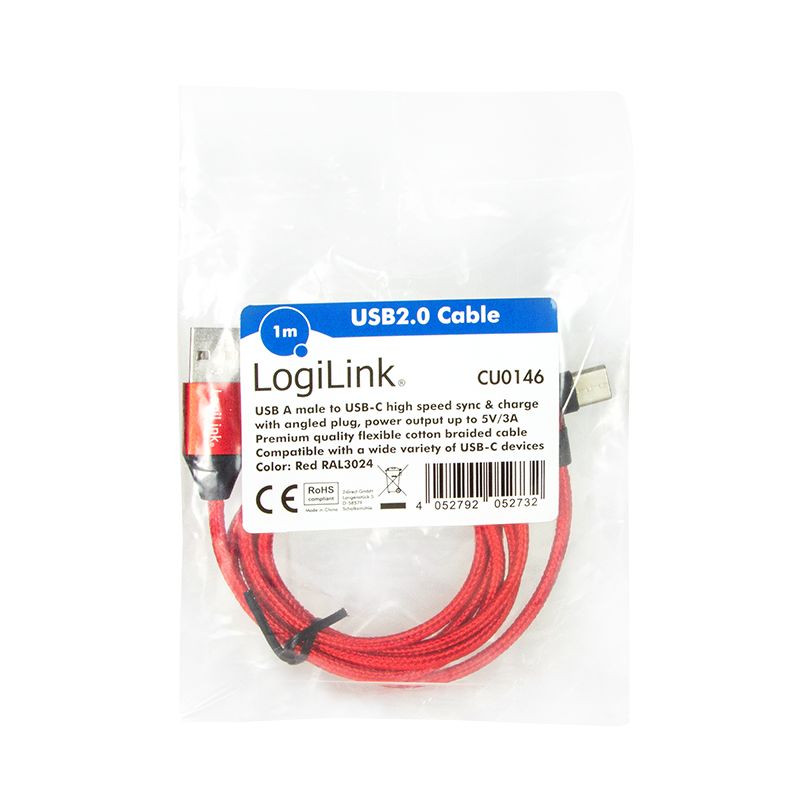 Logilink USB 2.0 Type-C cable 1m Red