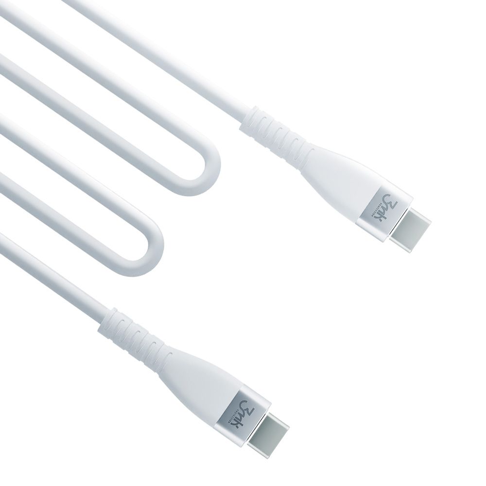 3mk Hyper Szilikon kábel Type-C - Type-C 60W 3A 1m White
