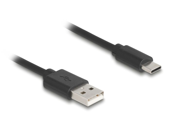 DeLock USB 2.0 Coiled Cable USB Type-A male to USB Type-C male 0,45 m to 0,75m Black