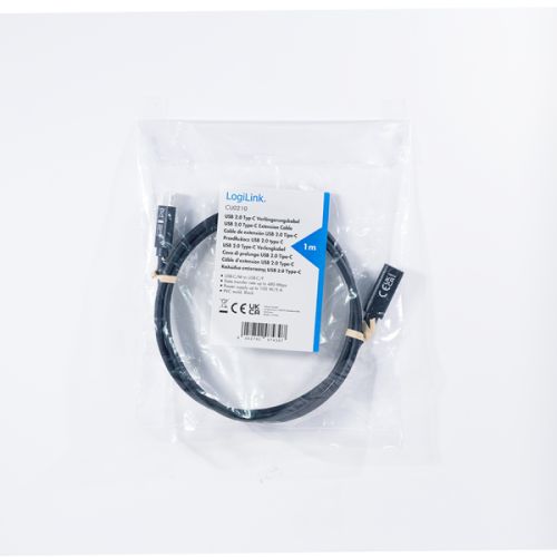 Logilink USB 2.0 Type-C kábel C/M-USB-C/F PD 1m Black