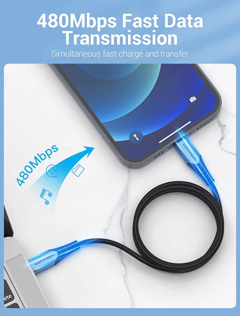 Vention USB 2.0 C to Lightning Cable Aluminum Alloy Type 2m Black