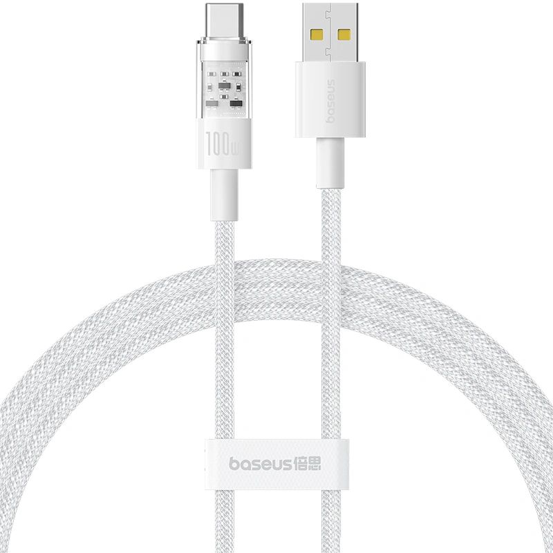 Baseus Gem USB to Type-C 100W Fast-Charging Data Cable 2m White