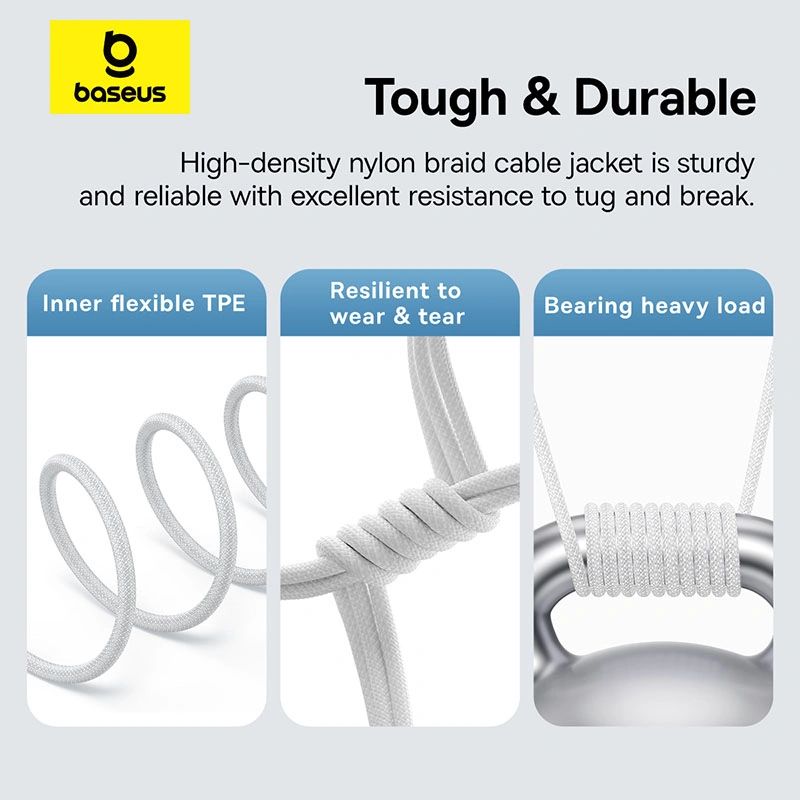 Baseus Gem USB to Type-C 100W Fast-Charging Data Cable 2m White