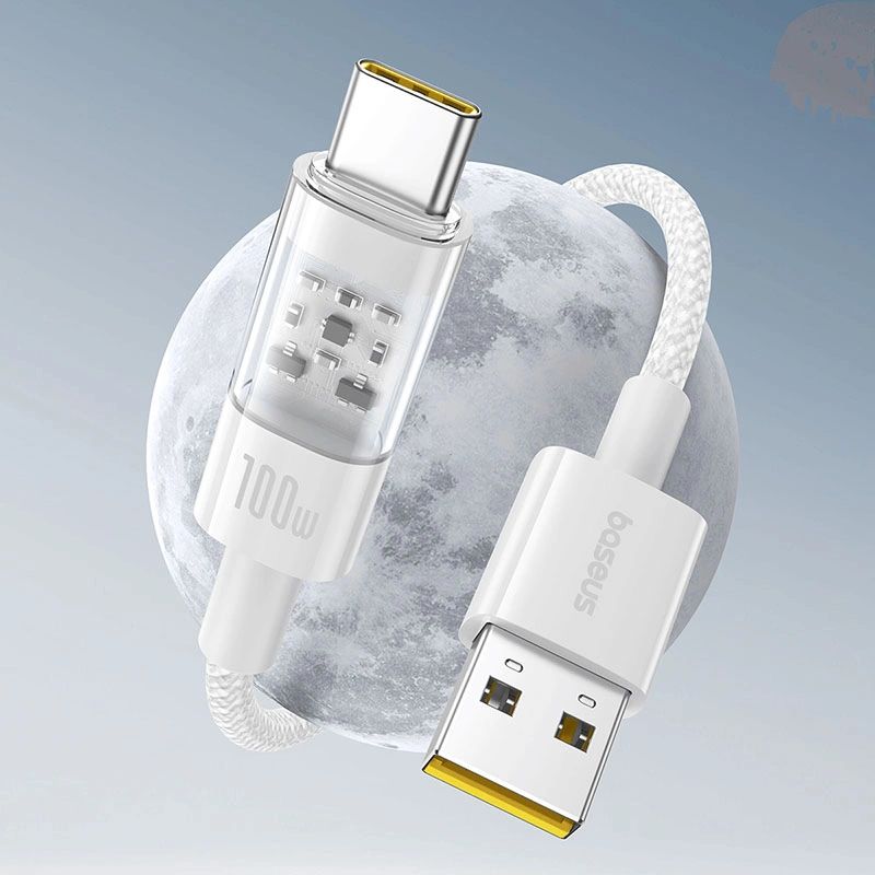 Baseus Gem USB to Type-C 100W Fast-Charging Data Cable 2m White