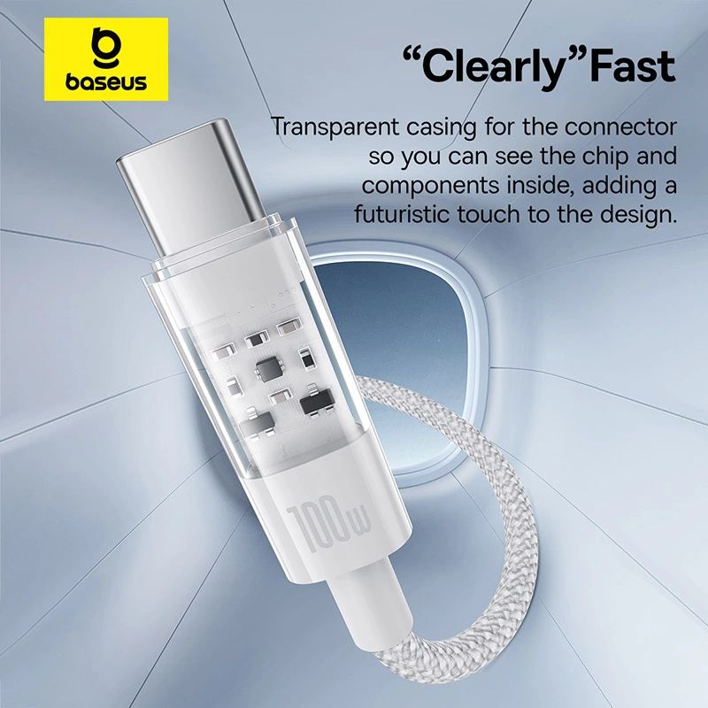 Baseus Gem USB to Type-C 100W Fast-Charging Data Cable 2m White