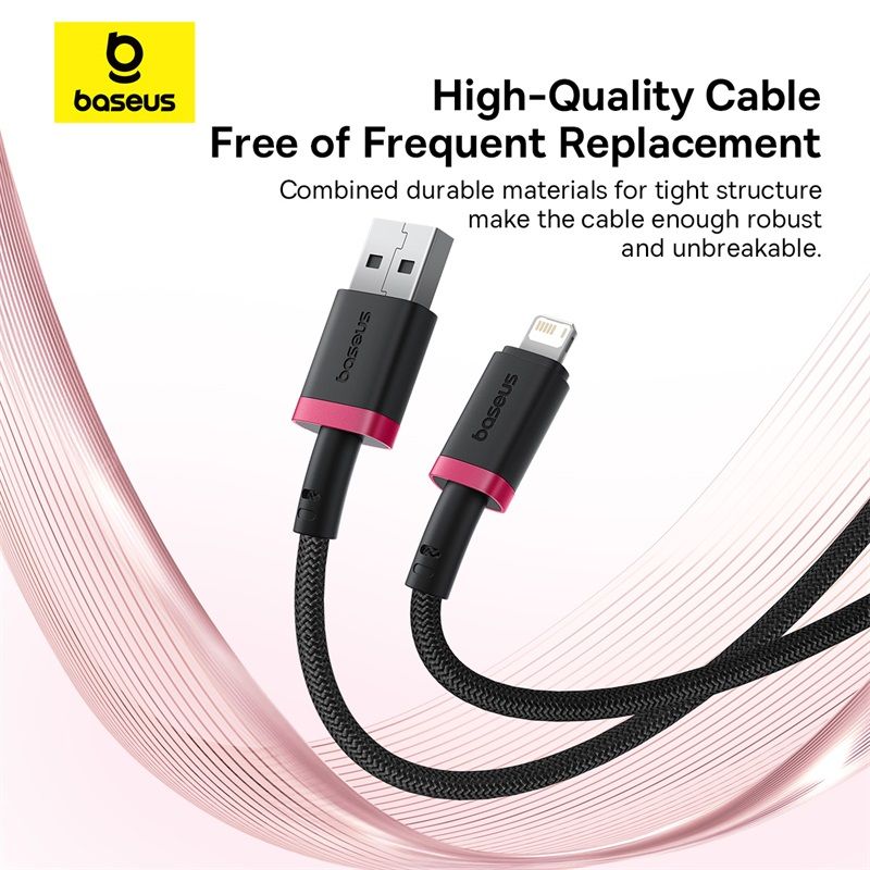 Baseus Dura Type A to IP 2.4A fast charging cable 1m Black/Red