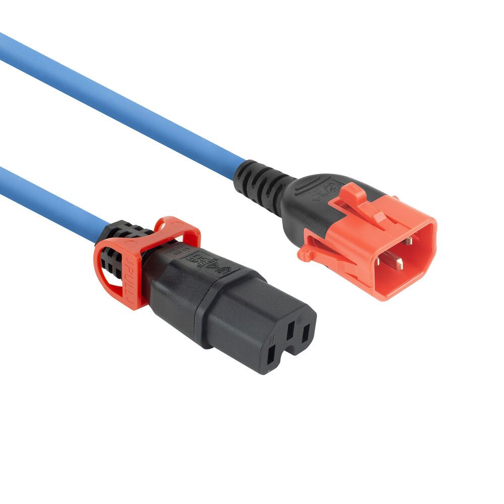 ACT PL0073 Powercord C14 IEC Lock+ Dual Locking - C15 IEC Lock+ 3m Blue