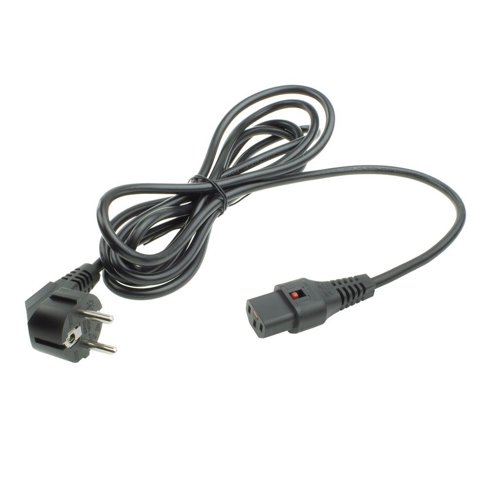 ACT AK5041 Powercord Schuko CEE 7/7 male (angled) - C13 IEC Lock 3m Black