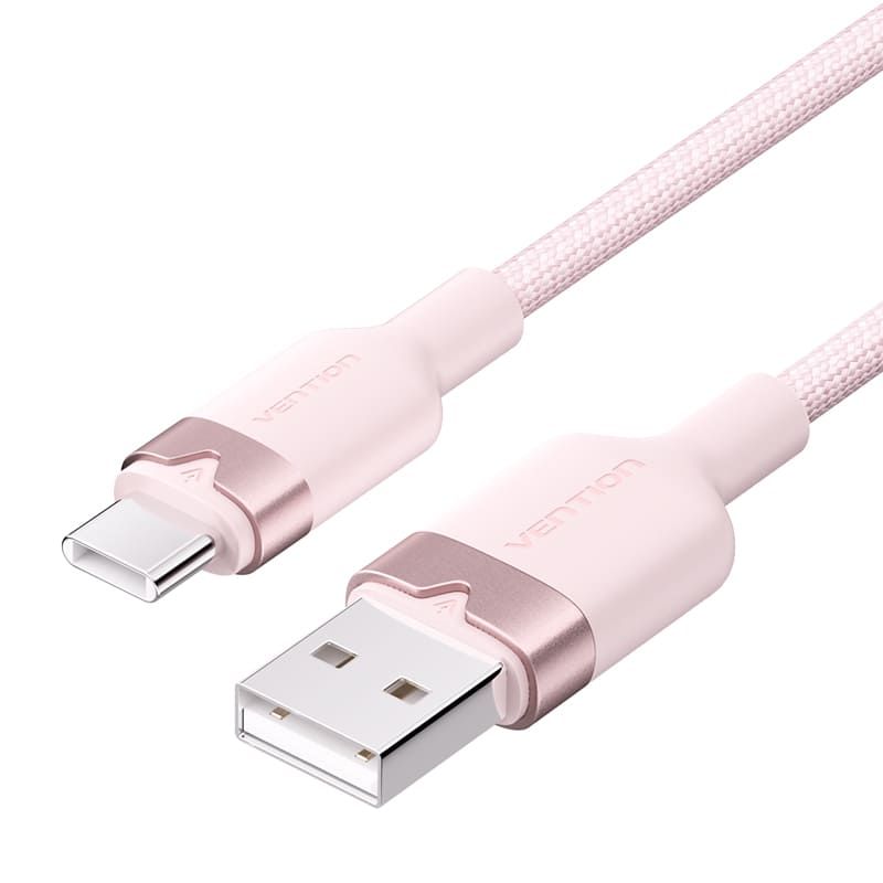 Vention USB 2.0 A Male to C Male 3A Aluminum Alloy Type cable 1m Pink