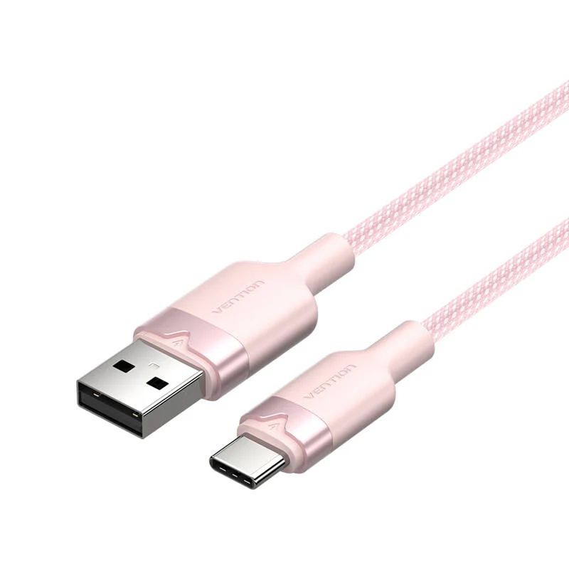 Vention USB 2.0 A Male to C Male 3A Aluminum Alloy Type cable 2m Pink